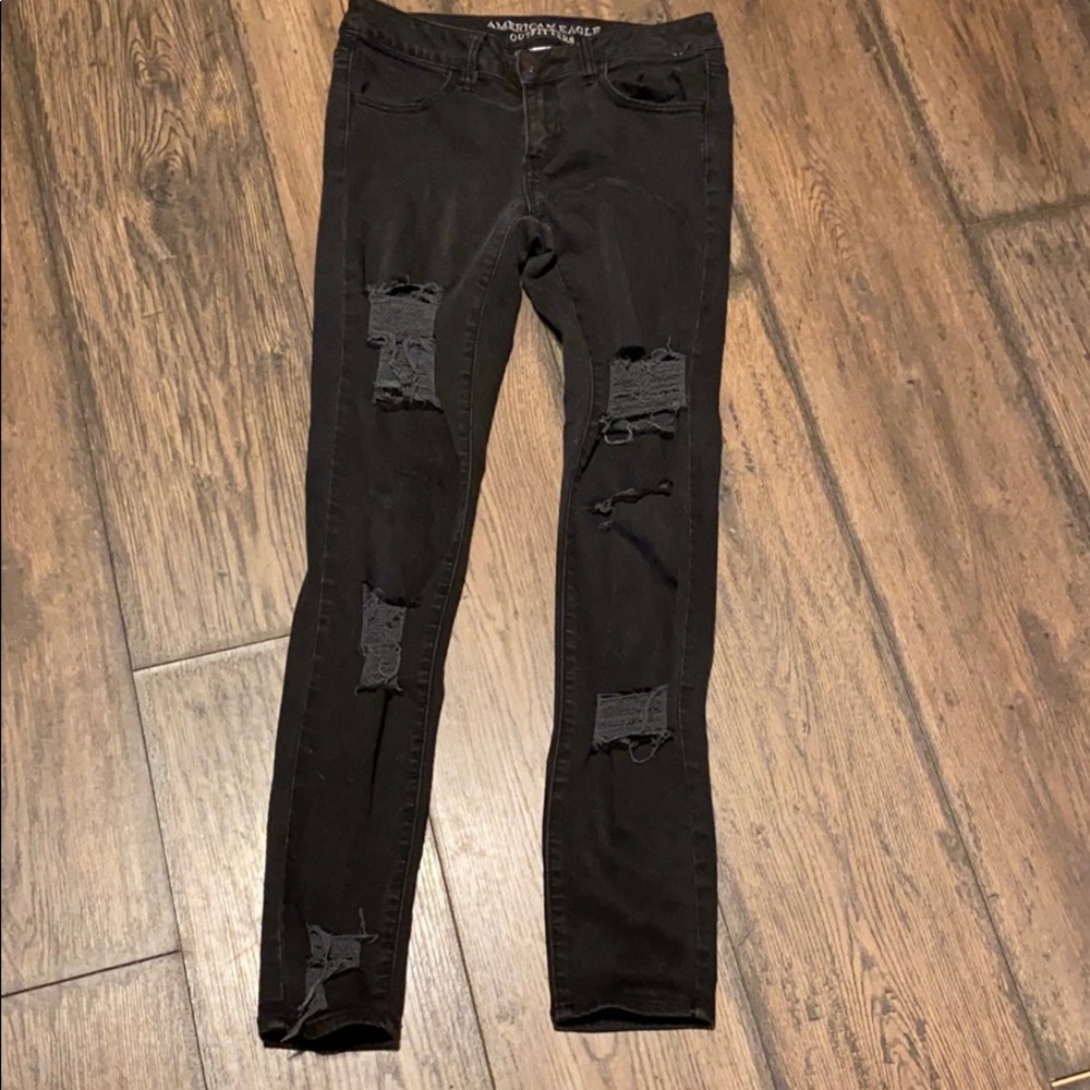 American eagle black ripped jeans